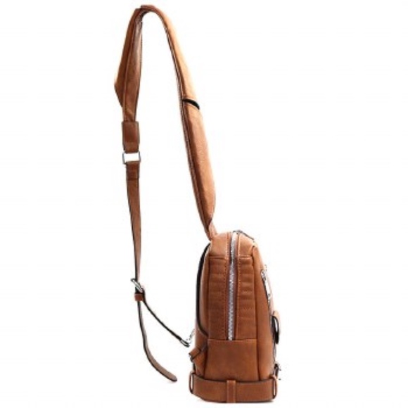 Faux Leather Sling Backpack - Picture 3 of 9